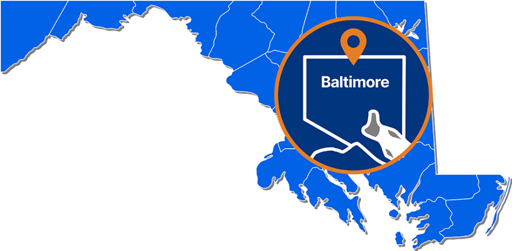 Restoration Company in Baltimore Maryland Map